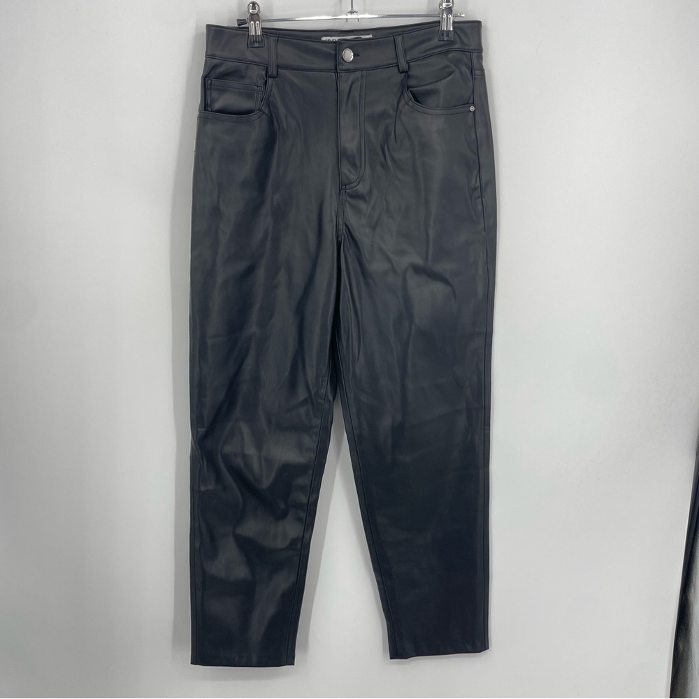 ZARA Black High Rise Faux Vegan Leather Pants Sz 6‎